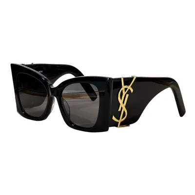Saint Laurent square frame glasses black/blue/leopard color Size 53口19-135