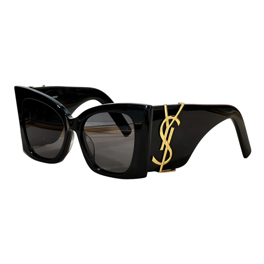 Saint Laurent square frame glasses black/blue/leopard color Size 53口19-135