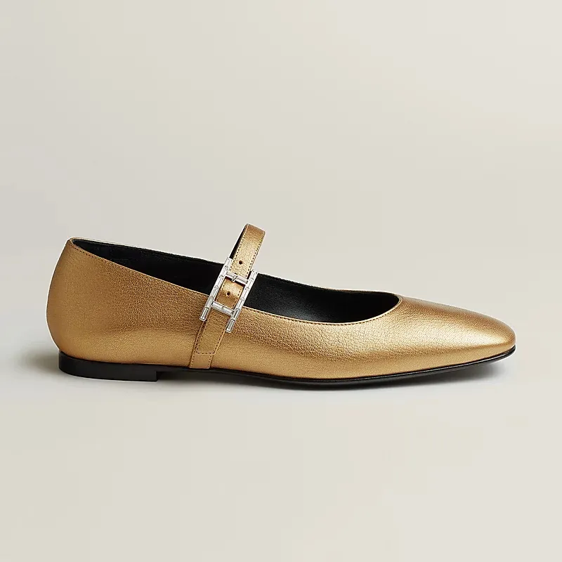 HERMES Jane Golden color Ballet Shoes