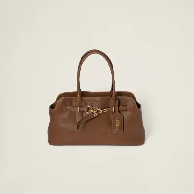 Miu Miu Aventure Nappa Calfskin Leather Brown Top-Handle Bags
