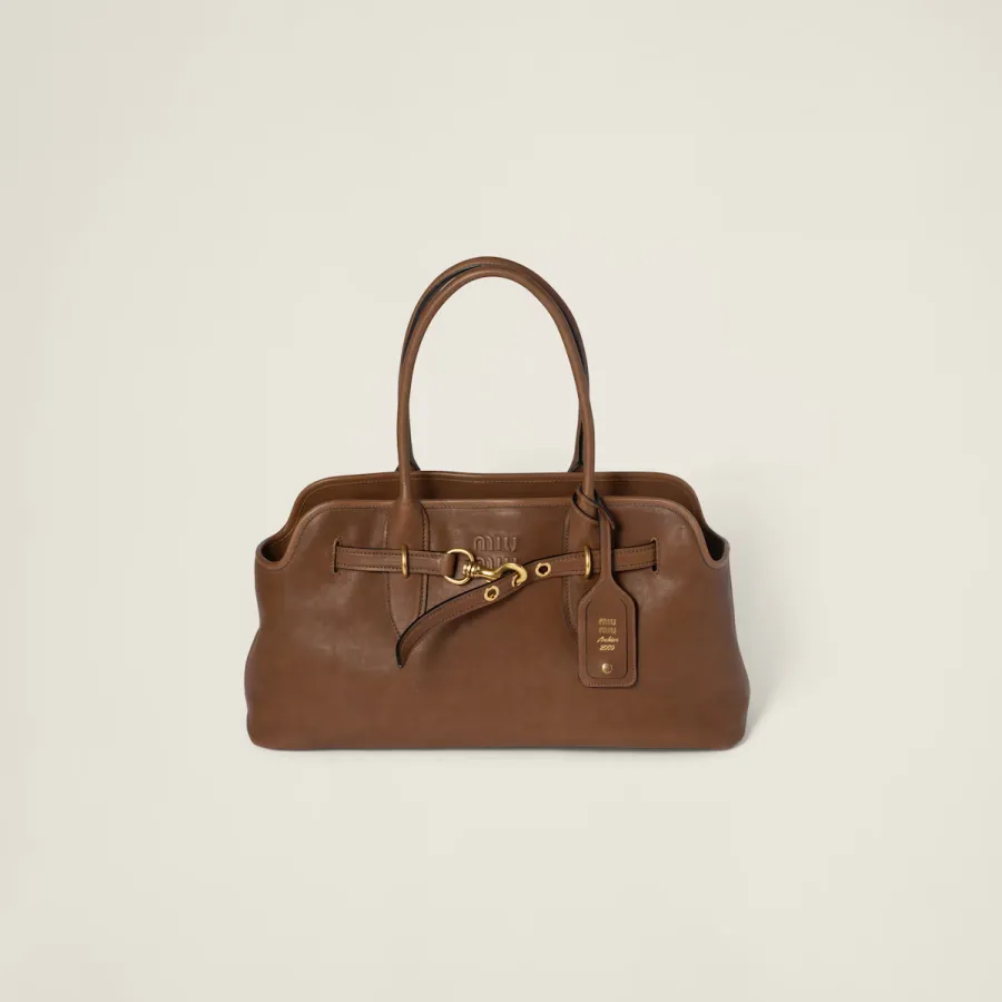 Miu Miu Aventure Nappa Calfskin Leather Brown Top-Handle Bags