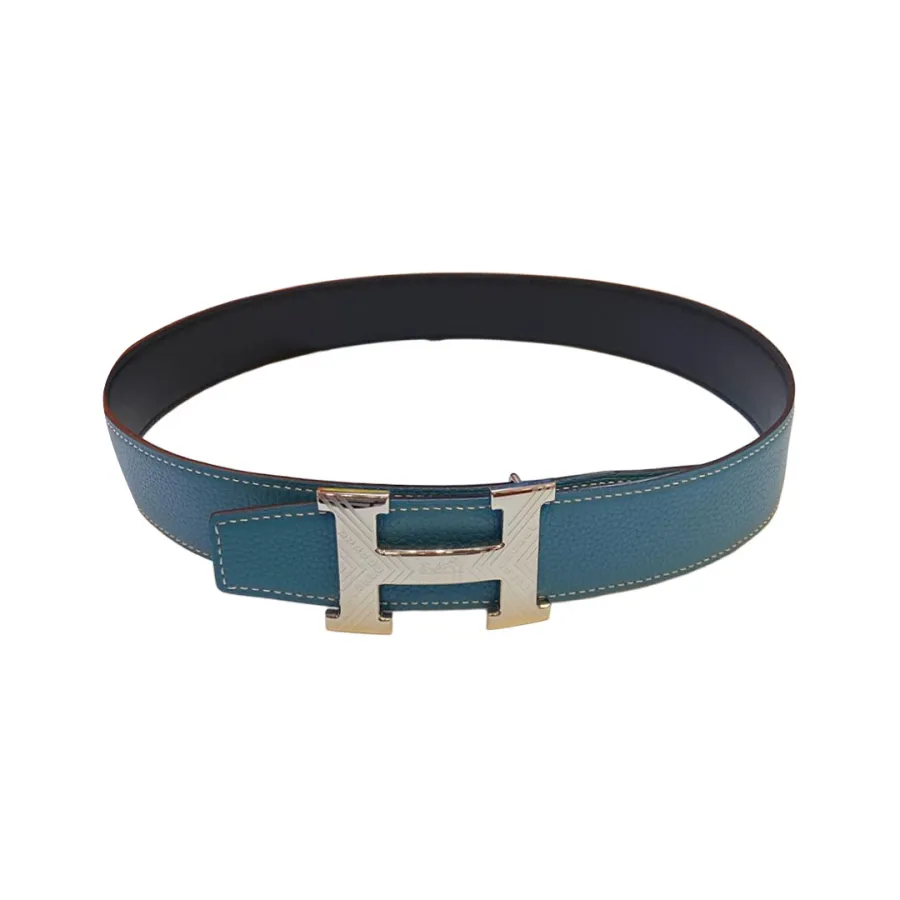 Hermès Men's H Buckle Belt In Blue/Brown/Burgundy Calfskin With Gold/Silver Hardware 38mm