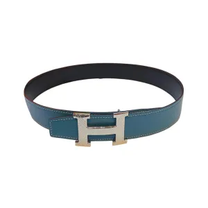 Hermès Men's H Buckle Belt In Blue/Brown/Burgundy Calfskin With Gold/Silver Hardware 38mm