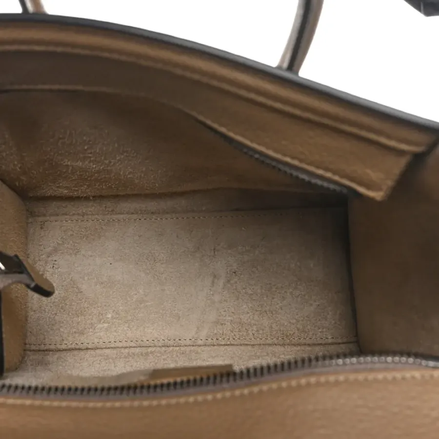 Celine Nano Luggage Bag Dune Drummed Calfskin Leather