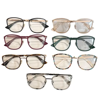 Gucci square frame glasses black gold/red/leopard/rose gold/camouflage/leopard rose gold color transparent lens Size 53口18-145