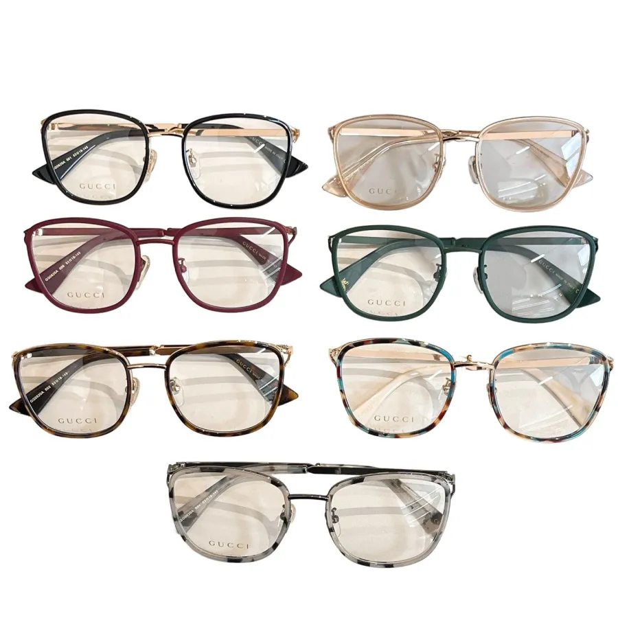 Gucci square frame glasses black gold/red/leopard/rose gold/camouflage/leopard rose gold color transparent lens Size 53口18-145