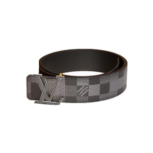 Louis Vuitton Men's Initiales Damoflage Belt In Grey Damier Canvas With Grey Hardware 40mm
