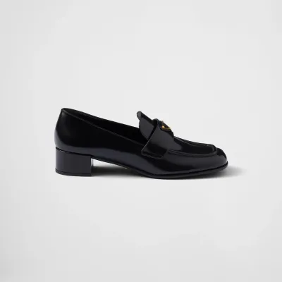 PRADA Black shiny leather loafers