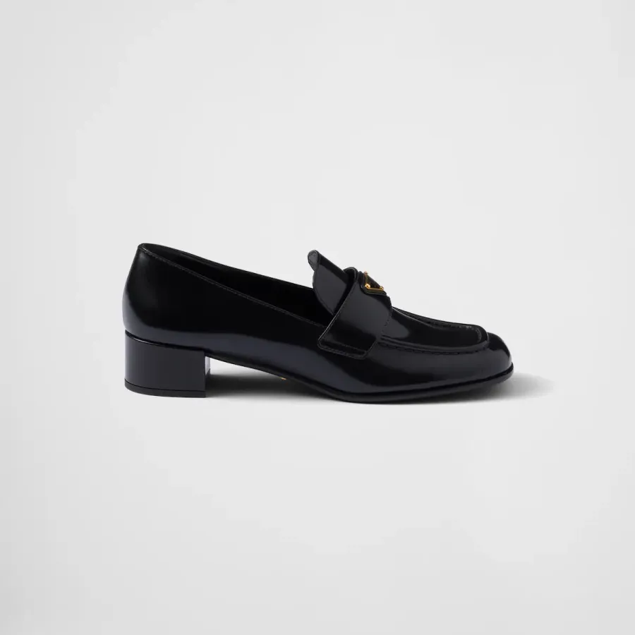 PRADA Black shiny leather loafers
