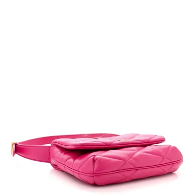 Saint Laurent Medium Le 57 Shoulder Bag Lipstick Fuchsia Diamond Quilted Lambskin Leather Aged Gold Hardware