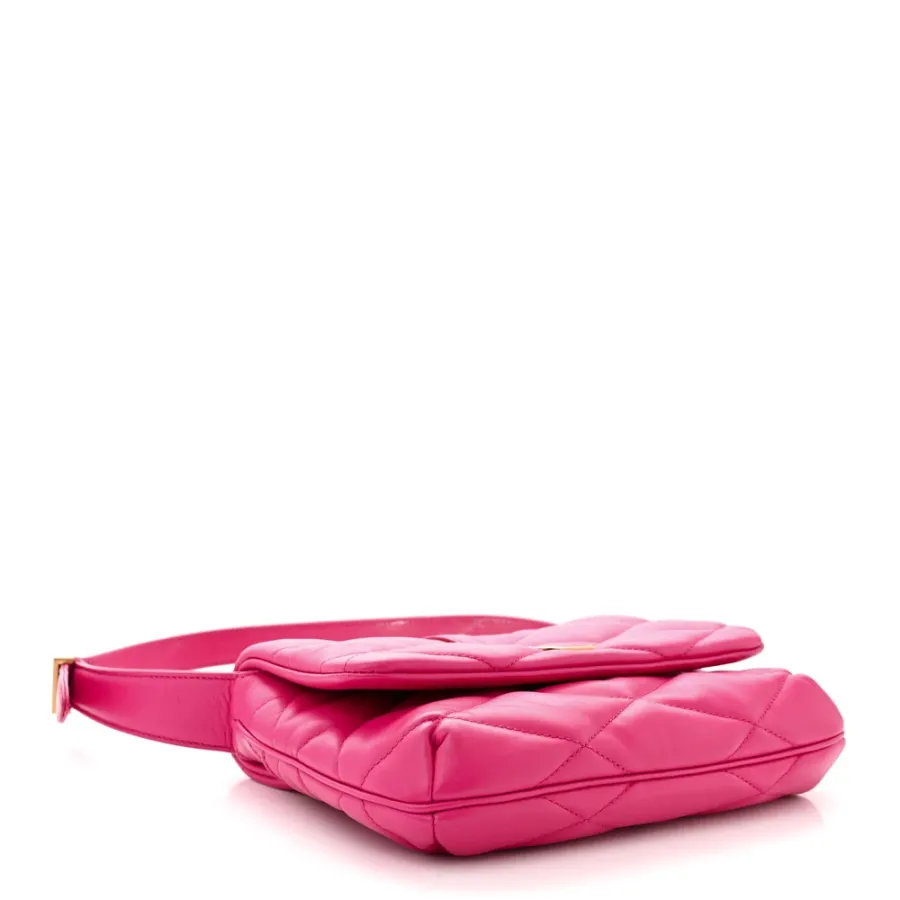 Saint Laurent Medium Le 57 Shoulder Bag Lipstick Fuchsia Diamond Quilted Lambskin Leather Aged Gold Hardware