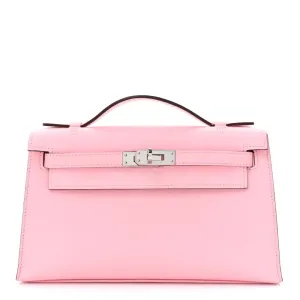 Hermès Kelly Pochette Clutch Rose Sakura Swift Leather Silver Hardware