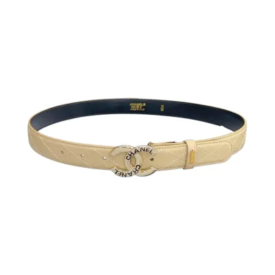 Chanel Women's CC Belt In Black/White/Beige/Red Lambskin With Gold/Silver Hardware 30mm