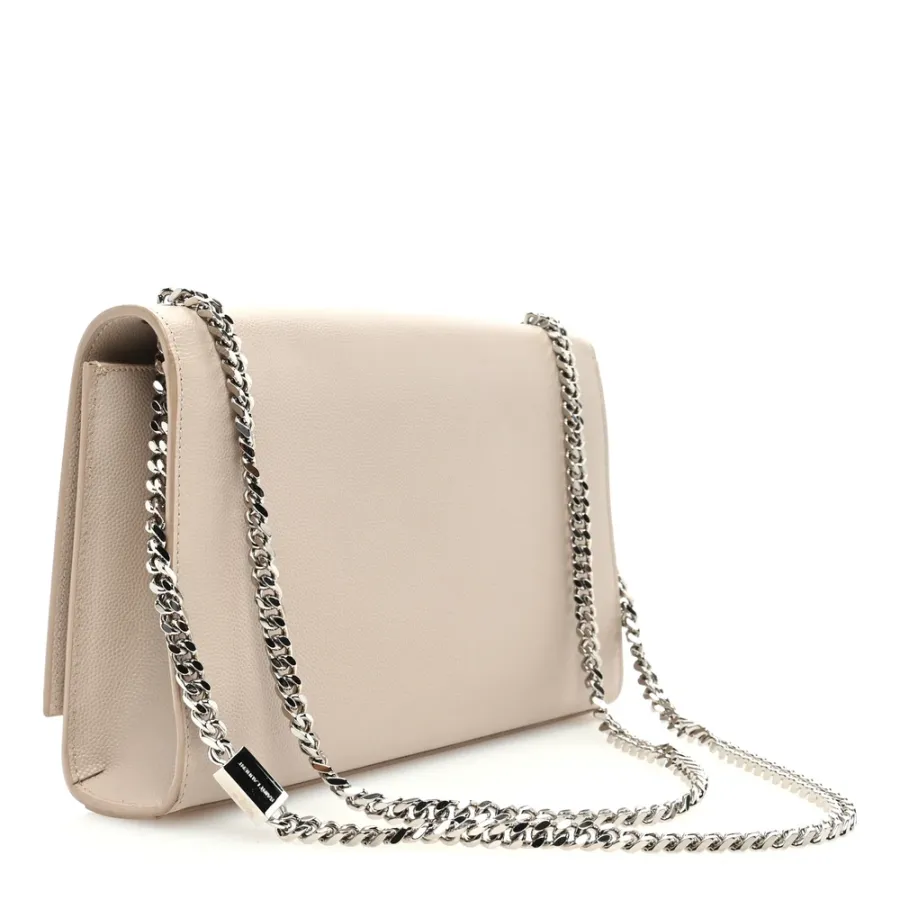 Saint Laurent Medium Kate Satchel Nude Powder Monogram Grain De Poudre Leather Silver Hardware