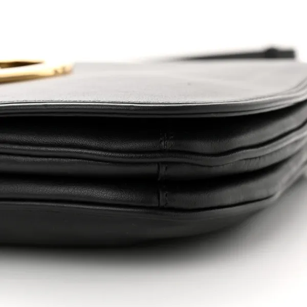 Gucci Medium Web Blondie Shoulder Flap Bag Black Roxy Calfskin Leather Gold Hardware - Image 5