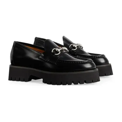 Gucci black thick soled loafers