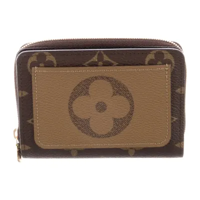 Louis Vuitton Medium Compact Wallet Monogram Coated Canvas Brass Hardware
