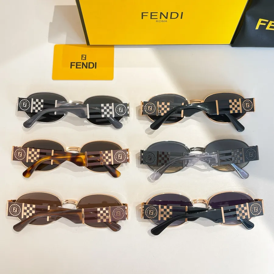 Fendi Oval glasses black gold/leopard brown/silver/brown/eggplant/gun black color Size 57口19-145