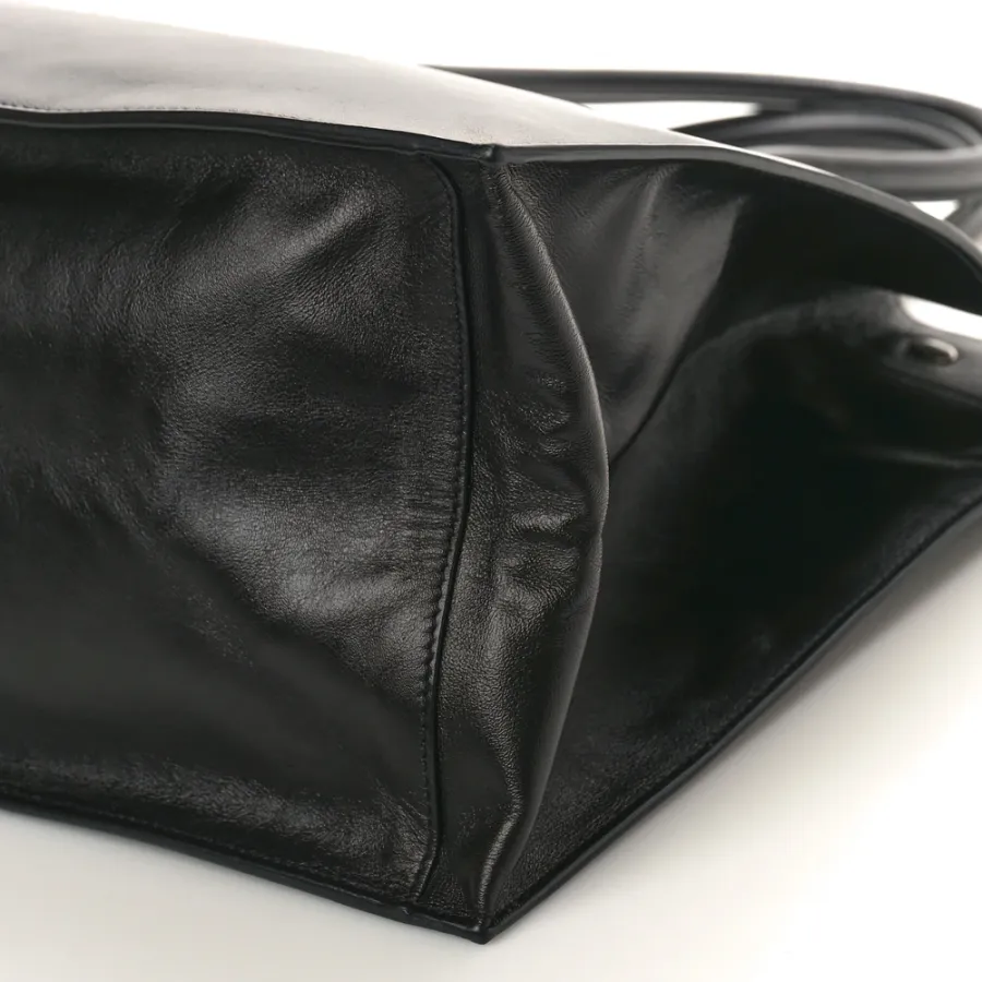 Saint Laurent Small Rive Gauche Tote Black Smooth Calfskin Leather