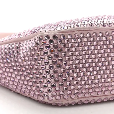 Prada Mini Re-Edition 2000 Bag Alabastro Satin & Crystal Silver Hardware