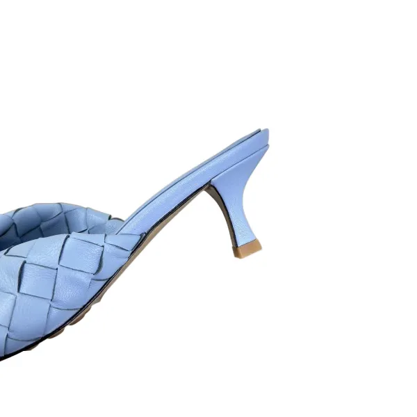 Bottega Veneta Blink Mule In Blue Intrecciato Leather Kitten Heel Mule (Heel Height 4.5cm) - Image 4