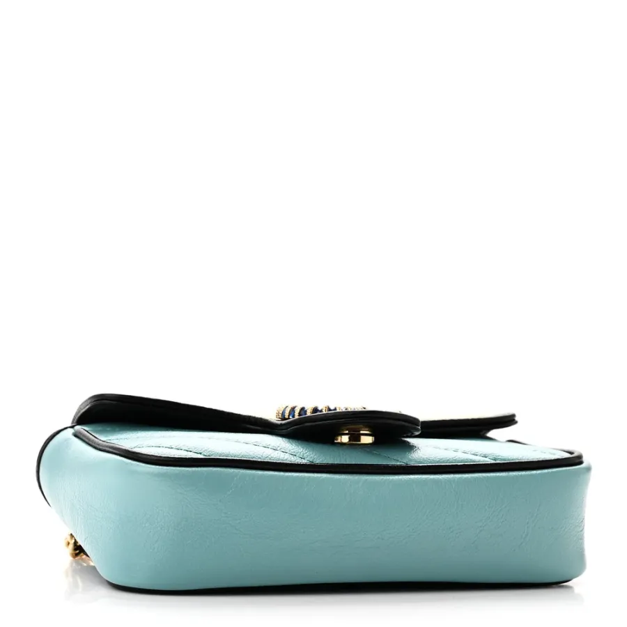 Gucci Mini Diagonal Super Torchon GG Marmont Shoulder Bag Azalea Multicolor Enamel Calfskin Matelassé Leather Gold Hardware