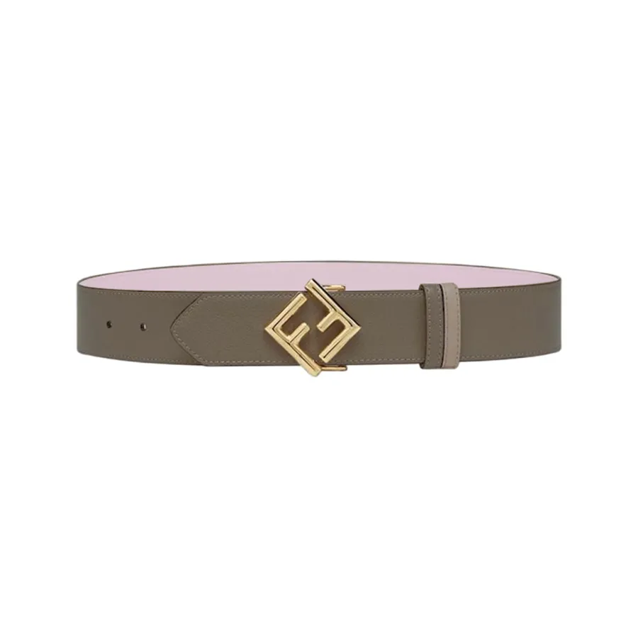 Fendi Women's FF Diamonds Reversible Belt In Beige/Pink Calfskin With Gold Hardware 38mm