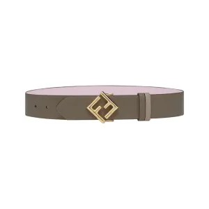 Fendi Women's FF Diamonds Reversible Belt In Beige/Pink Calfskin With Gold Hardware 38mm