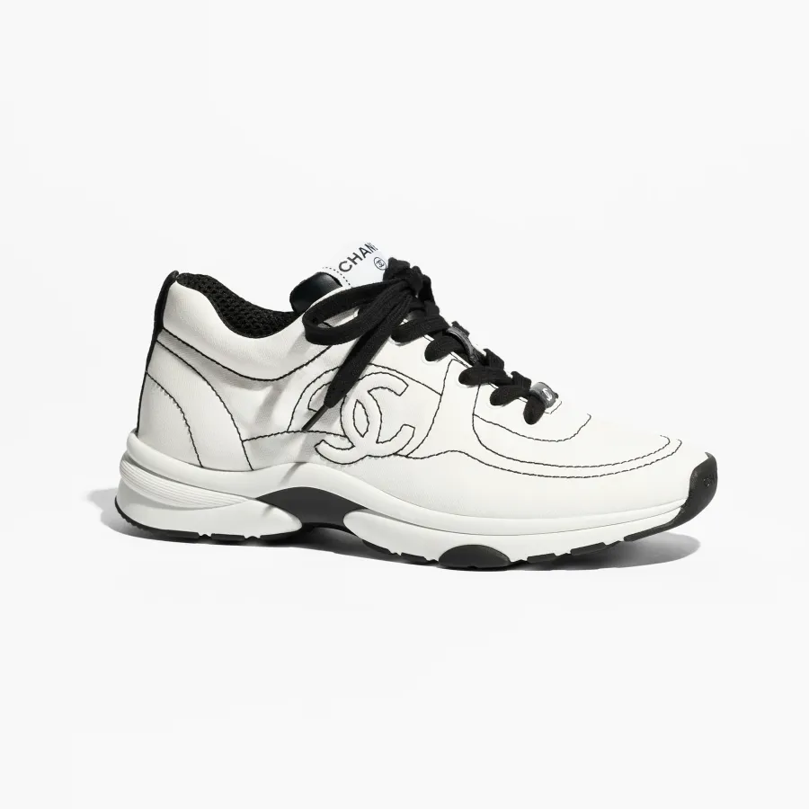 White and black cotton Chanel Sneakers