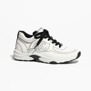 White and black cotton Chanel Sneakers