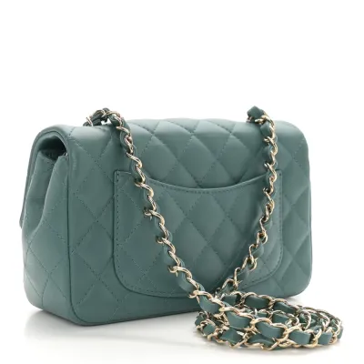 Designer Handbags | Green Quilted Mini Flap