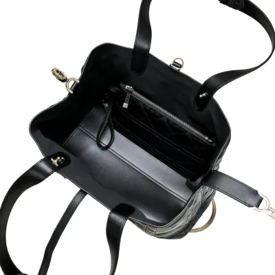 Dior Medium Dior Toujours Bag In Black Macrocannage Calfskin With Gold Hardware