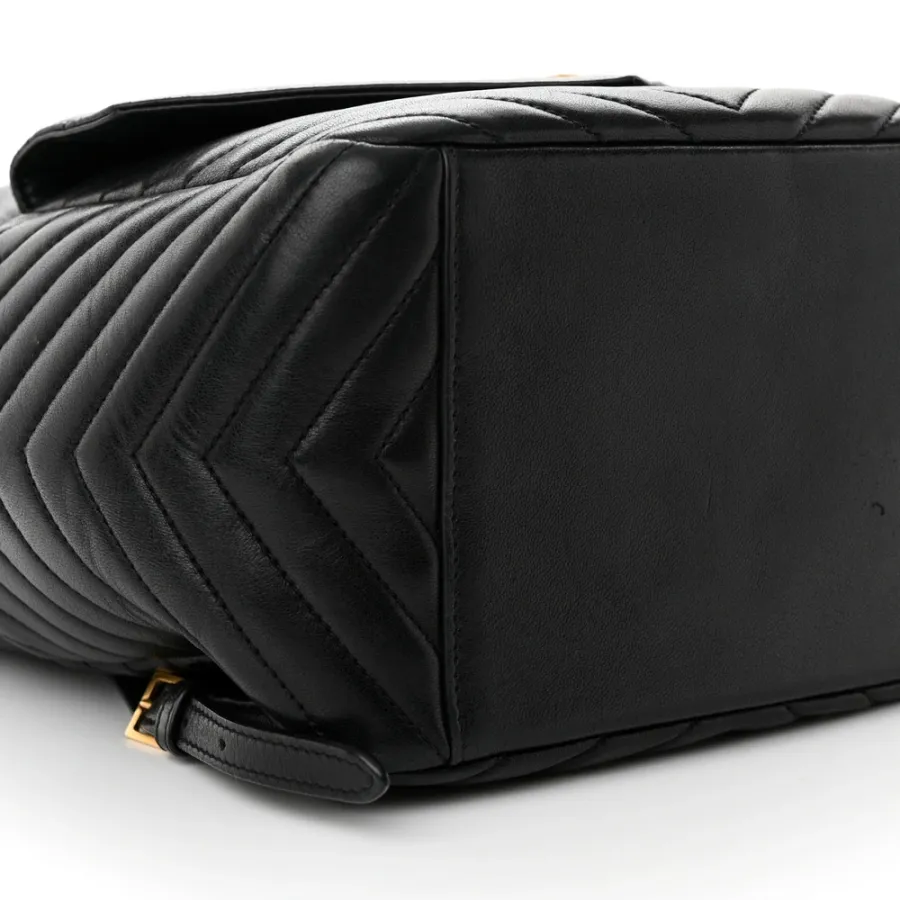 Saint Laurent Medium Joe Backpack Black Monogram Lambskin Matelasse Leather Gold Hardware