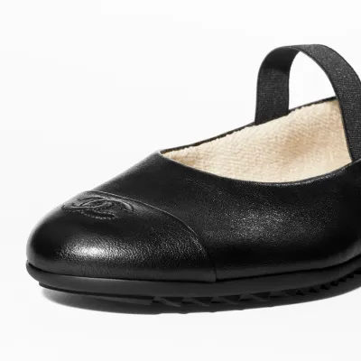 Chanel sheepskin black Mary Jane Shoes