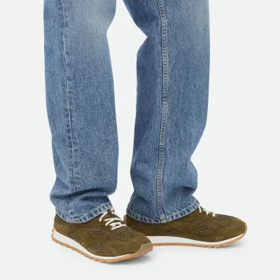 Bottega Veneta Orbit Flash Sneakers In Olive Weathered Suede Leather And Mesh Lace-Up Sneaker