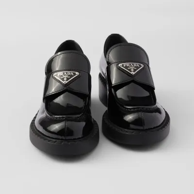 PRADA Black Chocolate patent leather loafers