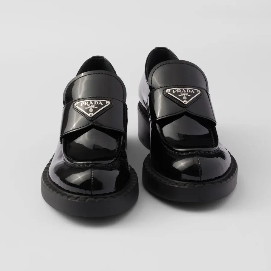 PRADA Black Chocolate patent leather loafers