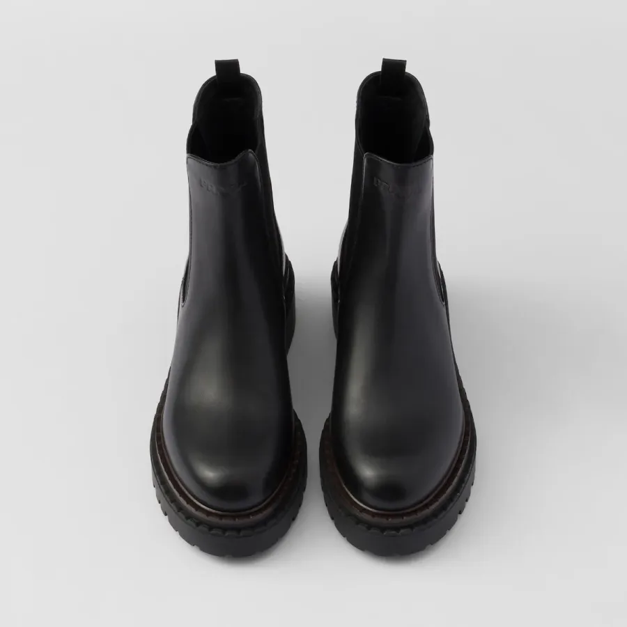 PRADA Black leather Chelsea boots
