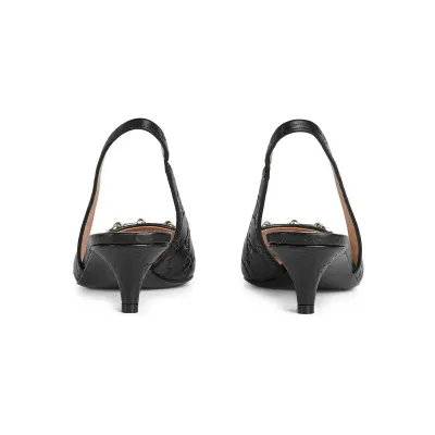 Gucci black pointed slender heel high heels shoes Rear lace up high heels