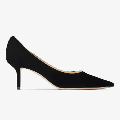 JIMMY CHOO JC logo buttoned black Velvet fabric pointy heels