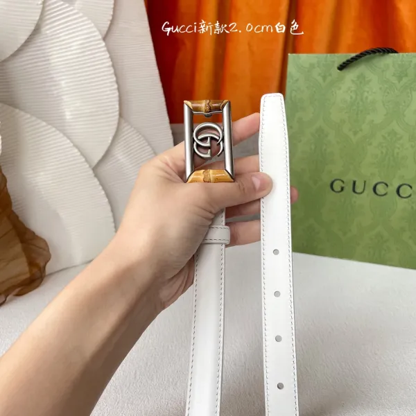 Gucci Women's Square GG Buckle Belt In Black/Khaki/White Smooth Calfskin With Gold Hardware 20mm - Image 9