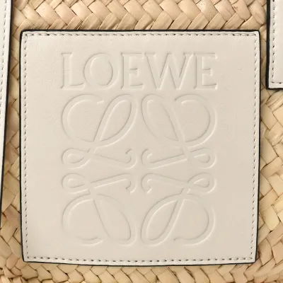 Loewe Basket Tote Bag Small Natural/White Raffia & Calfskin Leather