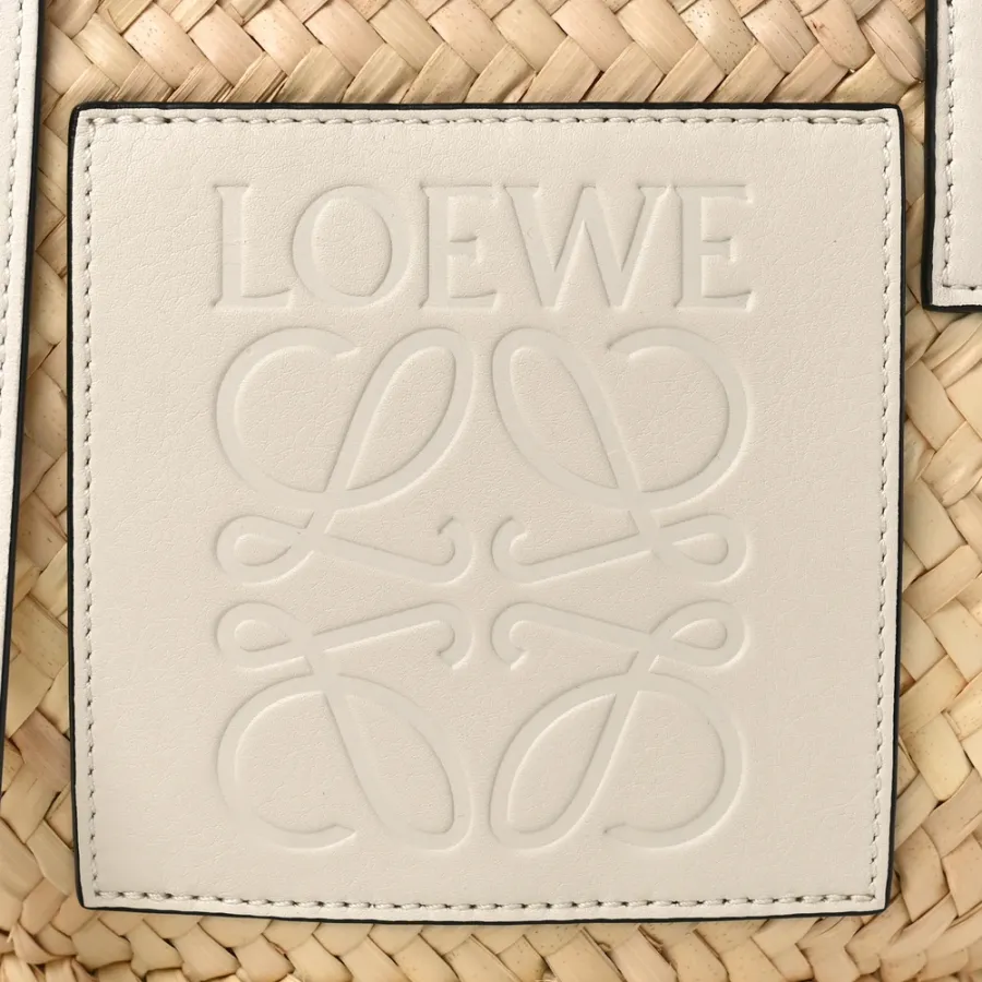 Loewe Basket Tote Bag Small Natural/White Raffia & Calfskin Leather