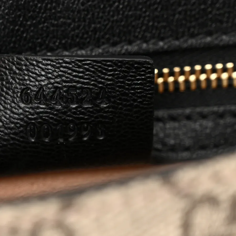 Gucci Small Padlock Messenger Shoulder Bag Beige/Black GG Supreme Monogram Canvas & Calfskin Leather Gold Hardware