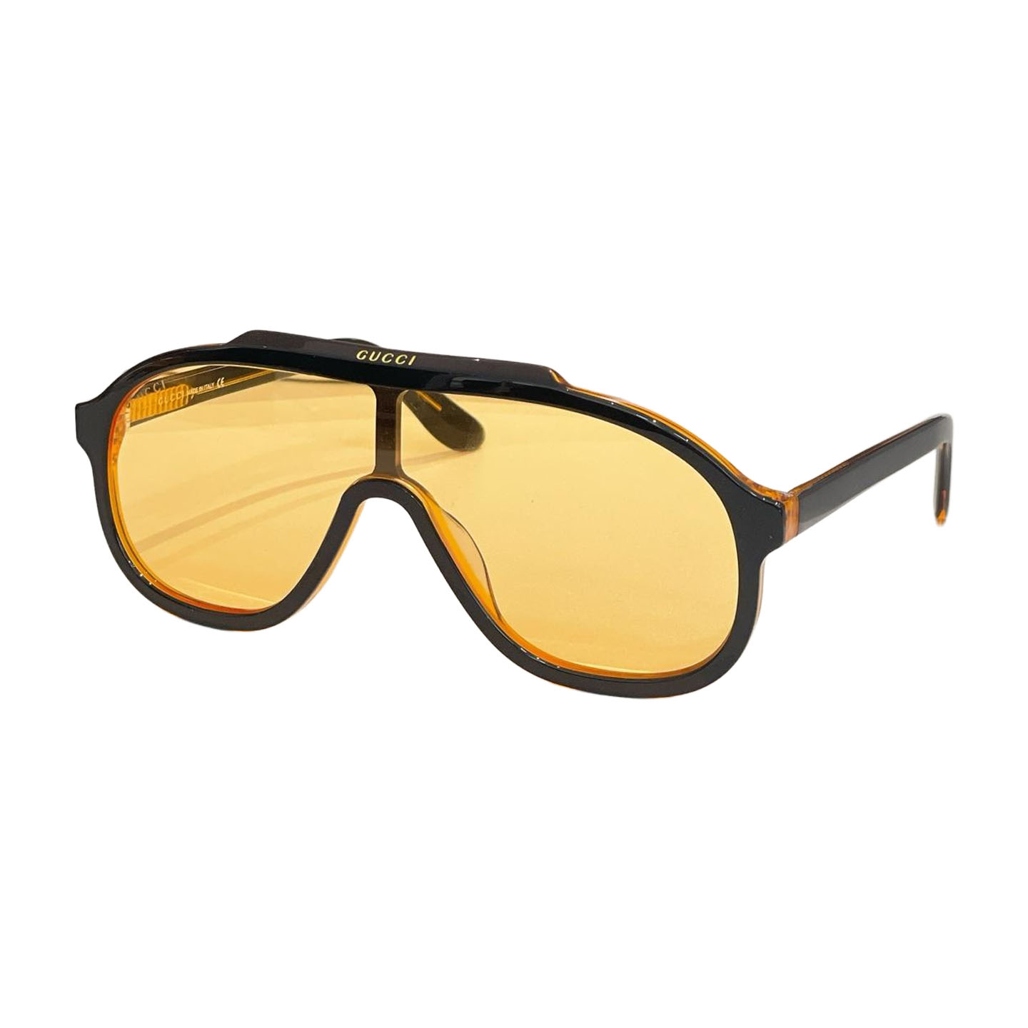 Óculos formato piloto Gucci laranja/preto/marrom/leopardo vermelho/leopardo marrom/cor prata Tamanho 99口1-145