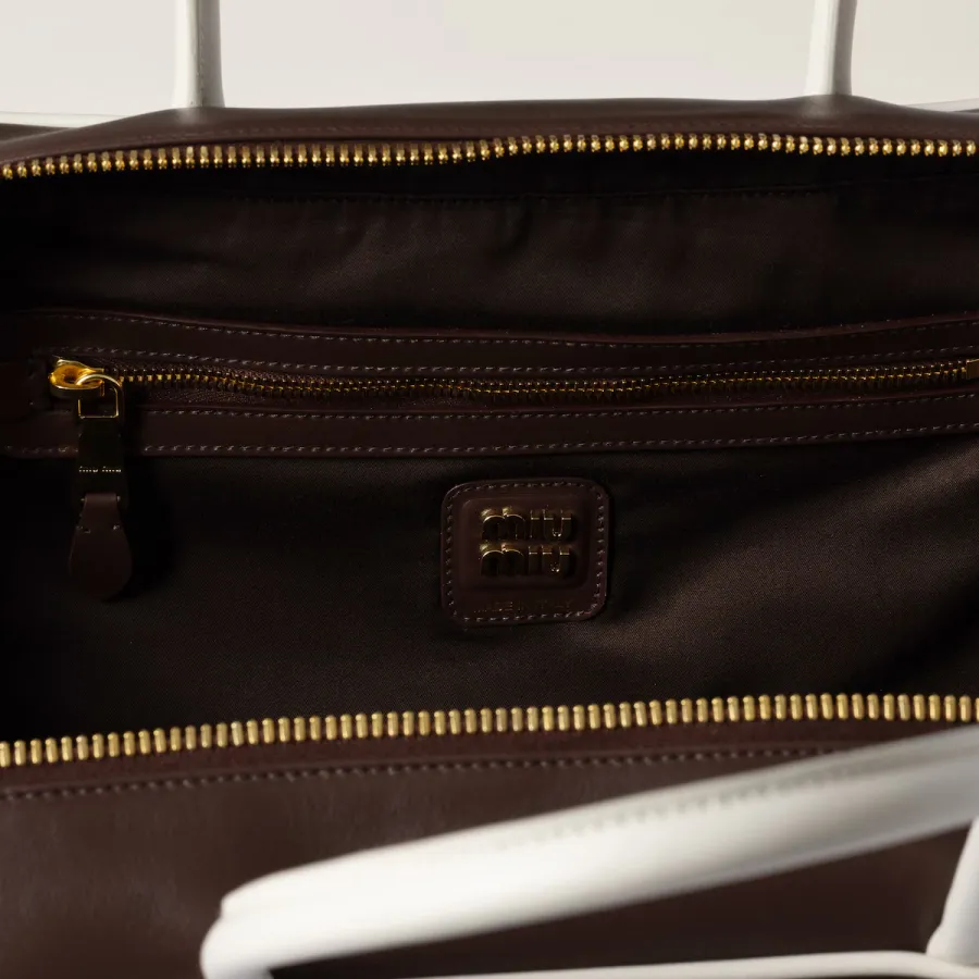 Miu Miu Beau Calfskin Leather Brown Top-Handle Bags