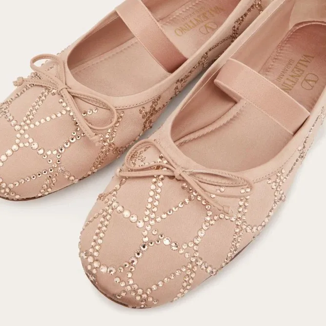 VALENTINO V logo ballet flats with imitation crystal trim