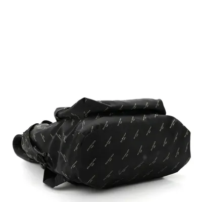 Balenciaga Medium Print Explorer Backpack Black/Gold Twill Nylon Allover Logo