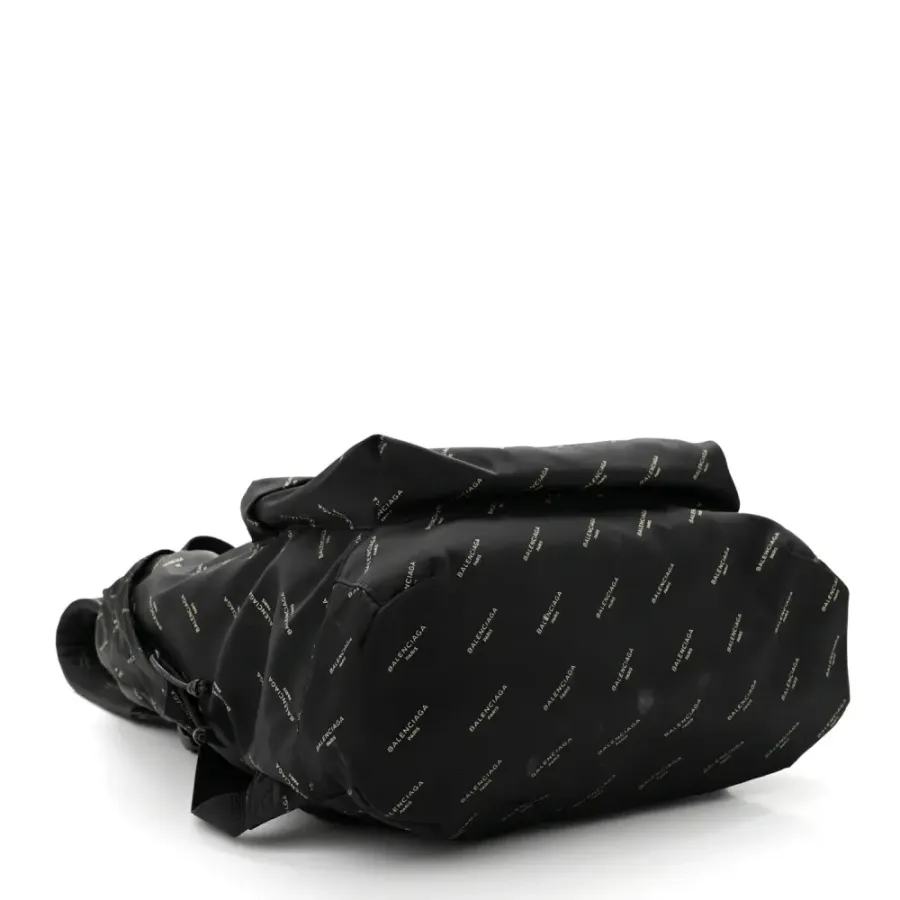 Balenciaga Medium Print Explorer Backpack Black/Gold Twill Nylon Allover Logo