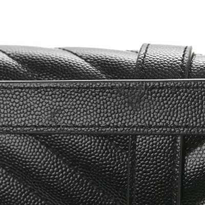 Saint Laurent Large Satchel Black Triquilt Monogram Grain De Poudre Textured Mixed Matelasse Leather Silver Hardware